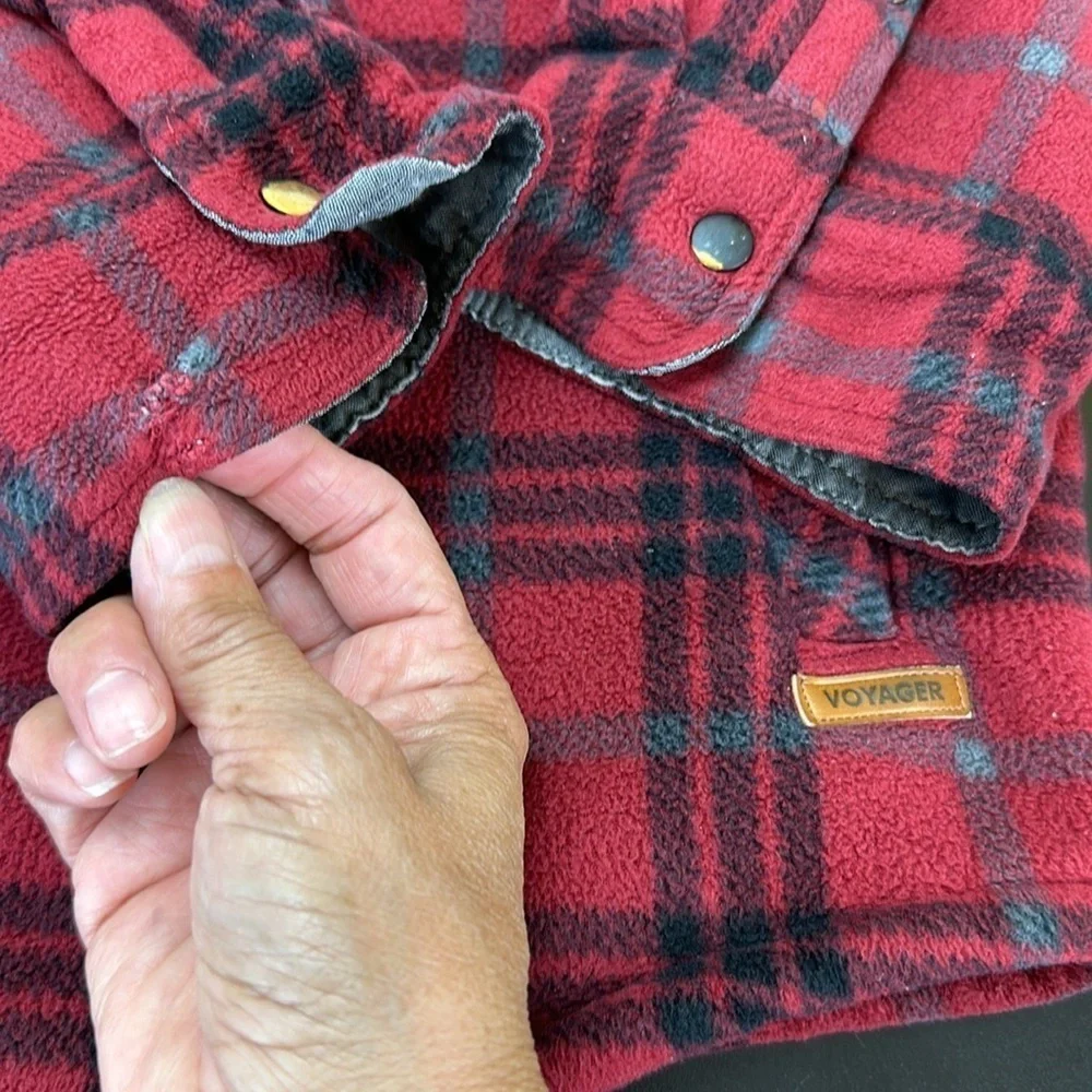 Voyager Plaid‎ Polar Fleece Snap Front Shirt Jacket Shacket XL Workwear Outddor